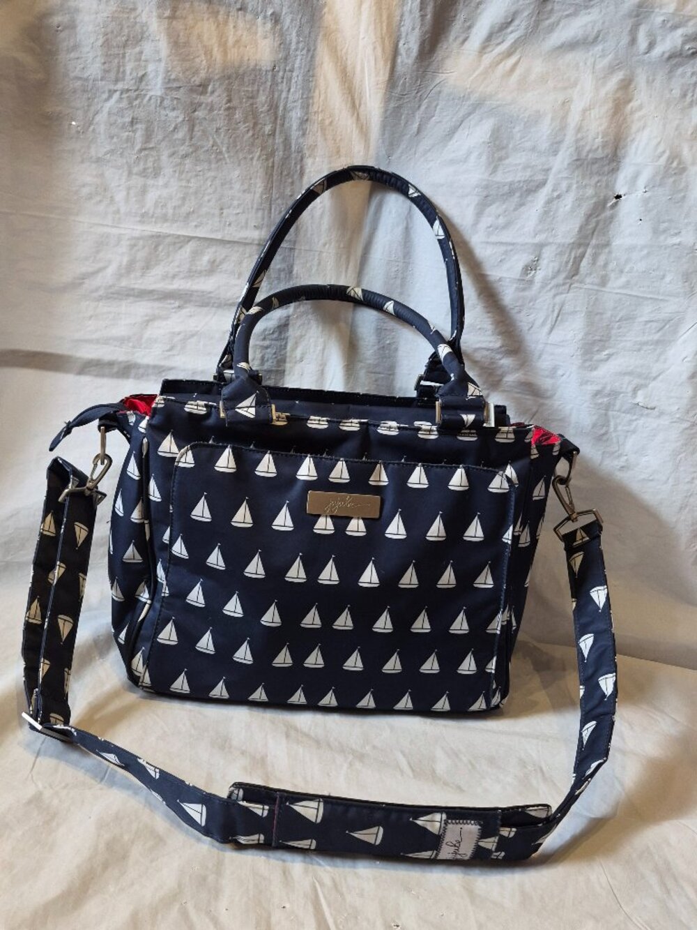 Jujube BFF Anapolis Diaper Bag Navy Blue Sailboat Print With Changing Pad